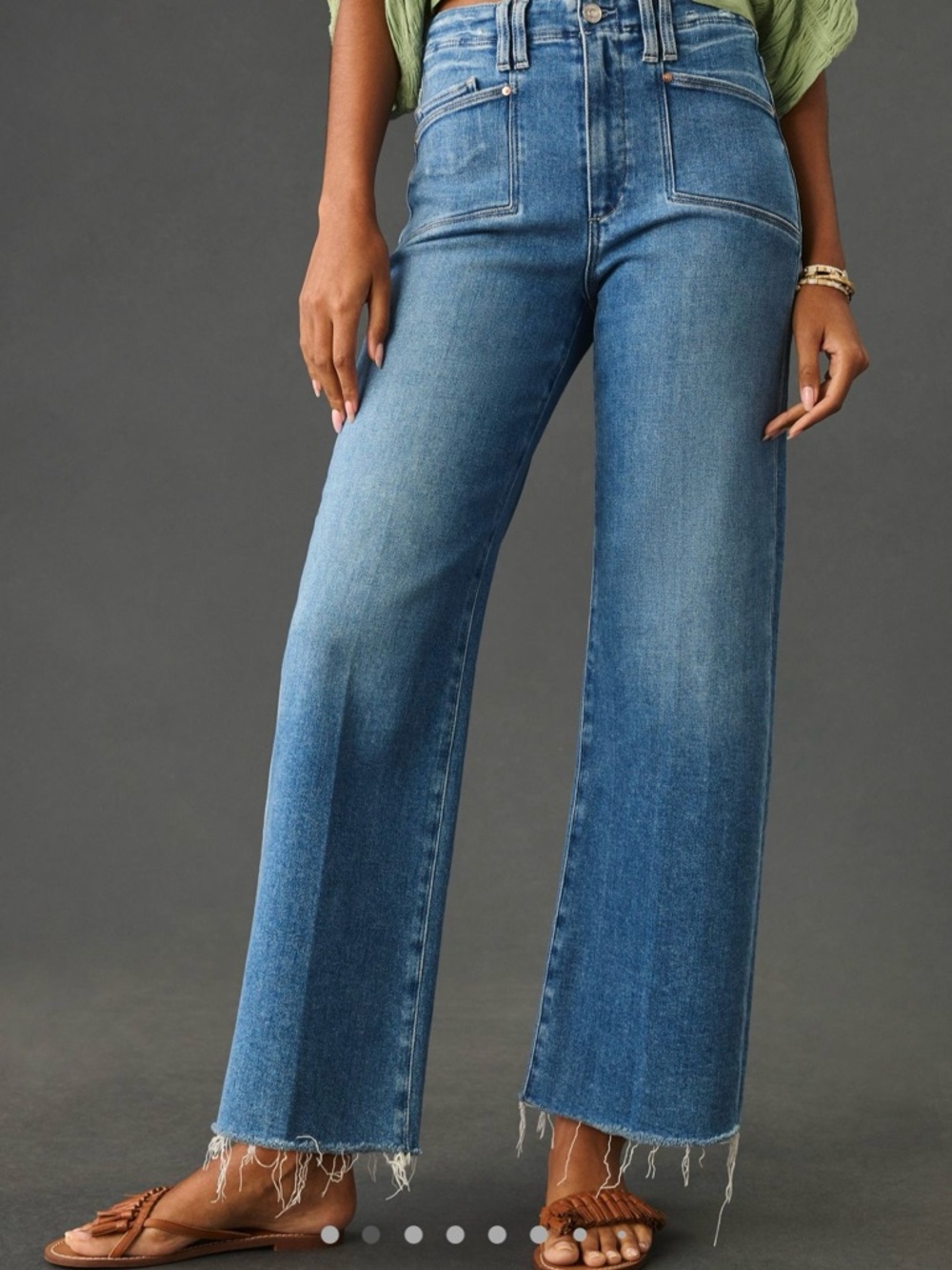 PAIGE Anessa Wide-Leg High-Rise Crop Jeans in Medium Blue Wash NWT